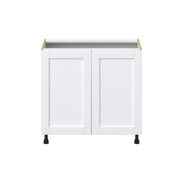 Dahlia Bright White  Shaker Assembled Base Cabinet with 2 Full High Doors (36 in. W x 34.5 in. H x 24 in. D)