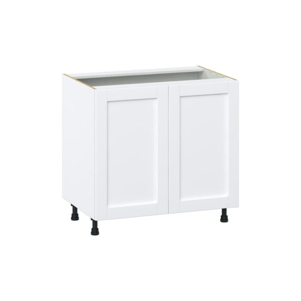 Dahlia Bright White  Shaker Assembled Base Cabinet with 2 Full High Doors (36 in. W x 34.5 in. H x 24 in. D)