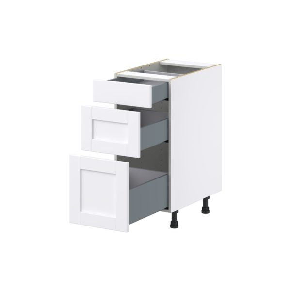 Dahlia Bright White  Shaker Assembled Base Cabinet with 3 Drawers (15 in. W x 34.5 in. H x 24 in. D)