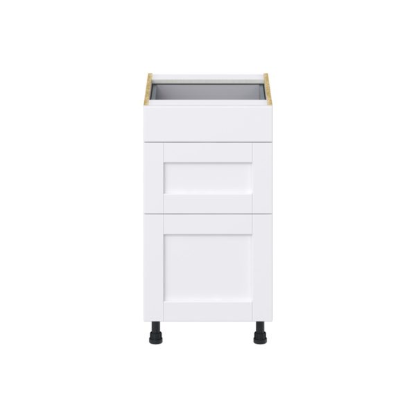 Dahlia Bright White  Shaker Assembled Base Cabinet with 3 Drawers (18 in. W x 34.5 in. H x 24 in. D)