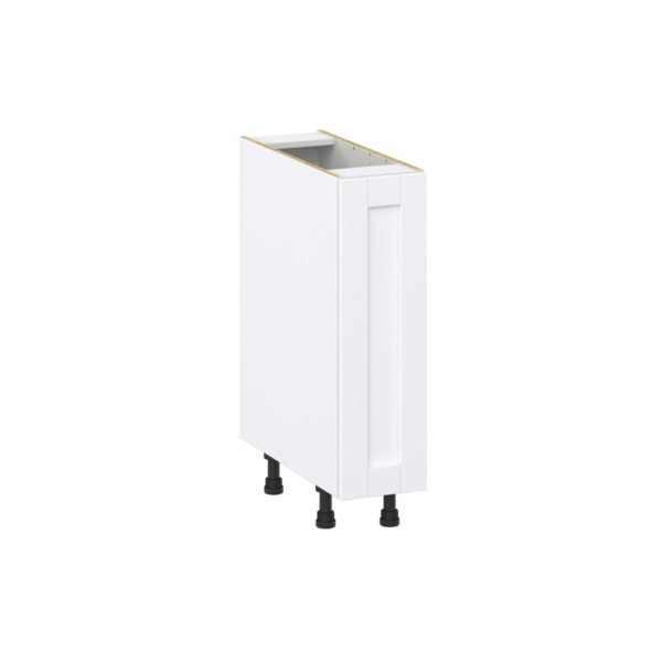 Dahlia Bright White  Shaker Assembled Base Cabinet with a Full High Door (9 in. W x 34.5 in. H x 24 in. D)