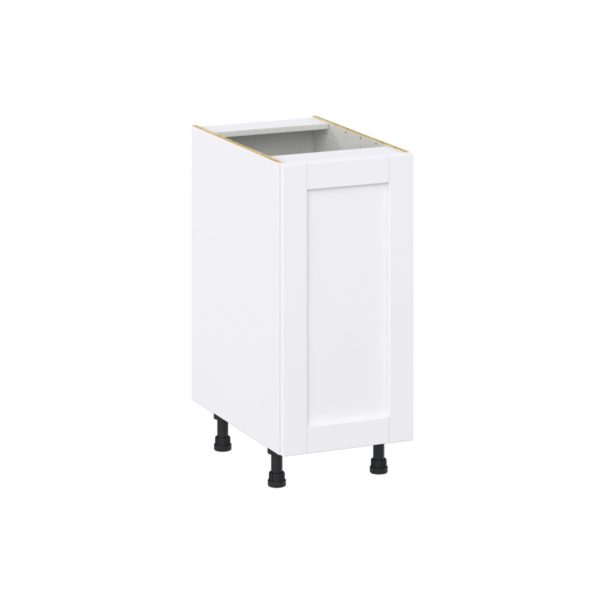 Dahlia Bright White  Shaker Assembled Base Cabinet with a Full High Door and 3 Inner Drawers (15 in. W x 34.5 in. H x 24 in. D)