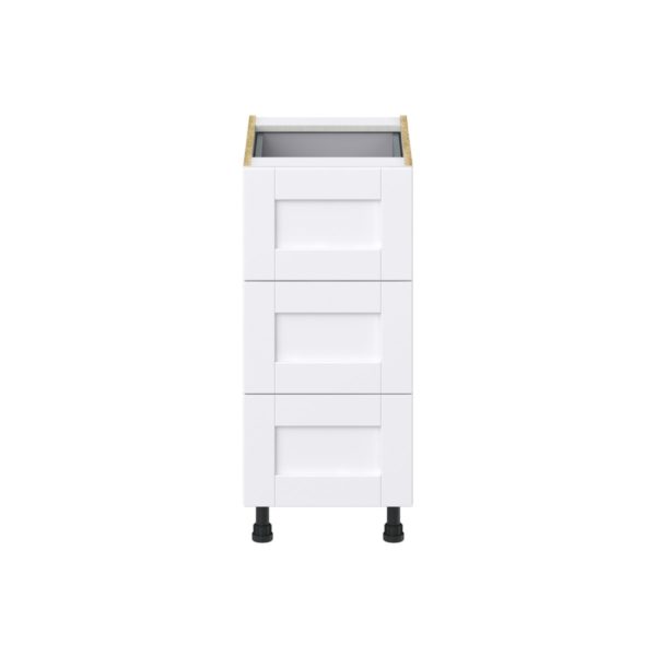 Dahlia Bright White  Shaker Assembled Base Cabinet with Three 10 in. Drawers and 1 Inner Drawer (15 in. W x 34.5 in. H x 24 in. D)