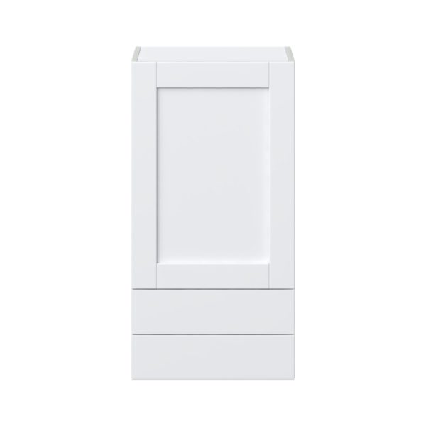 Dahlia Bright White  Shaker Assembled Wall  Cabinet with a Door and Two 5 in. Drawers (18 in. W x 35 in. H x 14 in. D)