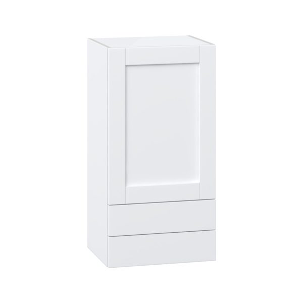 Dahlia Bright White  Shaker Assembled Wall  Cabinet with a Door and Two 5 in. Drawers (18 in. W x 35 in. H x 14 in. D)