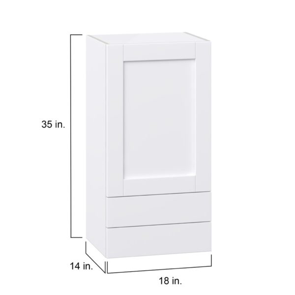 Dahlia Bright White  Shaker Assembled Wall  Cabinet with a Door and Two 5 in. Drawers (18 in. W x 35 in. H x 14 in. D)