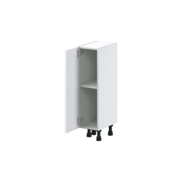 Dahlia Bright White  Shaker Assembled Shallow Base Cabinet with a Full High Door (9 in. W x 34.5 in. H x 14 in. D)