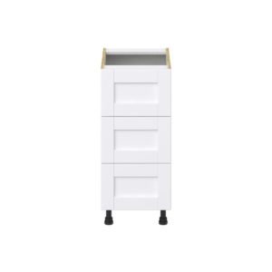 Dahlia Bright White  Shaker Assembled Base Cabinet with Three 10 in. Drawers (15 in. W x 34.5 in. H x 24 in. D)