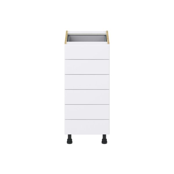 Dahlia Bright White  Shaker Assembled Base Cabinet with 6 Drawers (15 in. W x 34.5 in. H x 24 in. D)