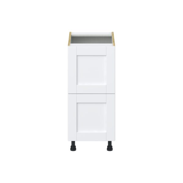 Dahlia Bright White  Shaker Assembled Base Cabinet with 2 Drawers (15 in. W x 34.5 in. H x 24 in. D)