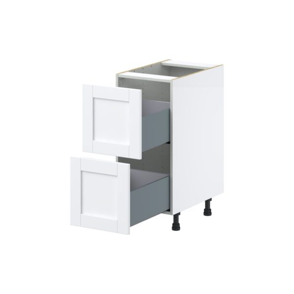 Dahlia Bright White  Shaker Assembled Base Cabinet with 2 Drawers (15 in. W x 34.5 in. H x 24 in. D)