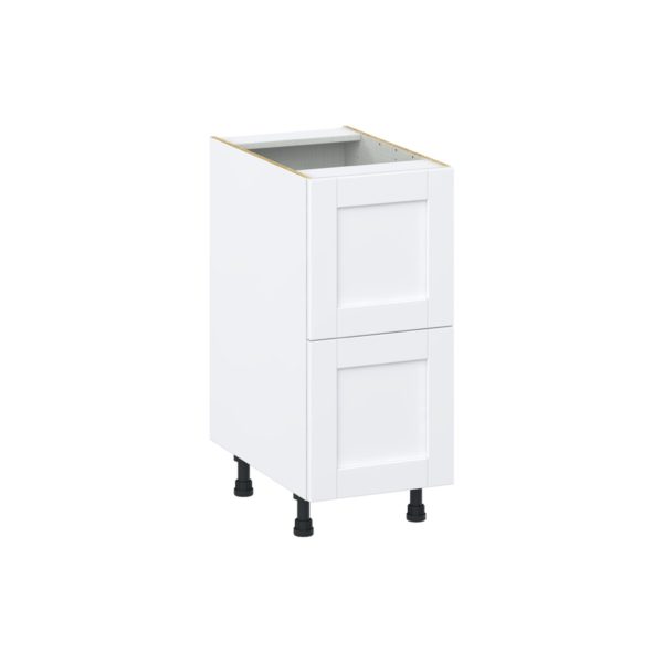 Dahlia Bright White  Shaker Assembled Base Cabinet with 2 Drawers (15 in. W x 34.5 in. H x 24 in. D)