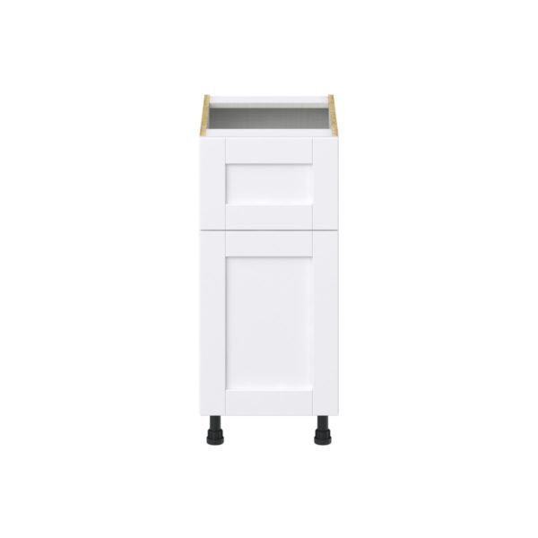 Dahlia Bright White  Shaker Assembled Base Cabinet with 1 Door and 10 in. Drawer (15 in. W x 34.5 in. H x 24 in. D)