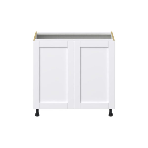 Dahlia Bright White  Shaker Assembled Sink Base Cabinet with 2 Full High Doors (36 in. W x 34.5 in. H x 24 in. D)