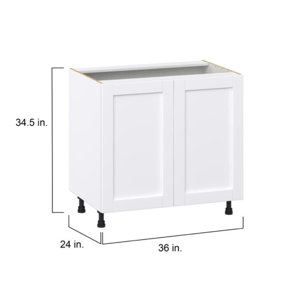 Dahlia Bright White  Shaker Assembled Sink Base Cabinet with 2 Full High Doors (36 in. W x 34.5 in. H x 24 in. D)