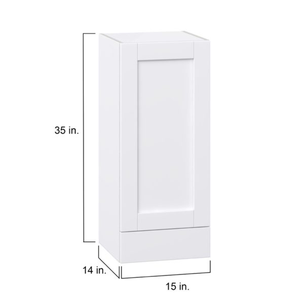 Dahlia Bright White  Shaker Assembled Wall  Cabinet with a Door and a 5 in. Drawer (15 in. W x 35 in. H x 14 in. D)