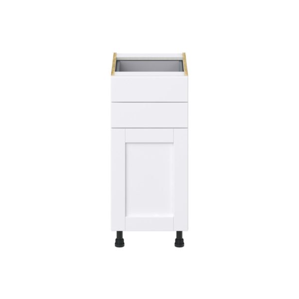 Dahlia Bright White  Shaker Assembled Base Cabinet with 1 Door and Two 5 in. Drawers (15 in. W x 34.5 in. H x 24 in. D)