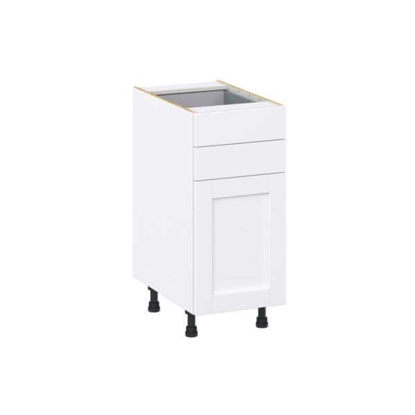 Dahlia Bright White  Shaker Assembled Base Cabinet with 1 Door and Two 5 in. Drawers (15 in. W x 34.5 in. H x 24 in. D)