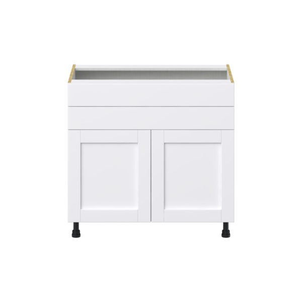 Dahlia Bright White  Shaker Assembled Cooktop Base Cabinet with 2 Doors and Two 5 in. Drawers (36 in. W x 34.5 in. H x 24 in. D)