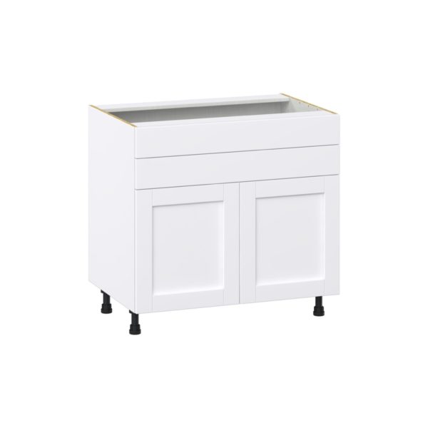 Dahlia Bright White  Shaker Assembled Cooktop Base Cabinet with 2 Doors and Two 5 in. Drawers (36 in. W x 34.5 in. H x 24 in. D)