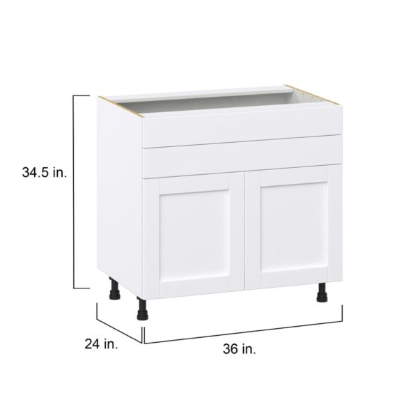 Dahlia Bright White  Shaker Assembled Cooktop Base Cabinet with 2 Doors and Two 5 in. Drawers (36 in. W x 34.5 in. H x 24 in. D)