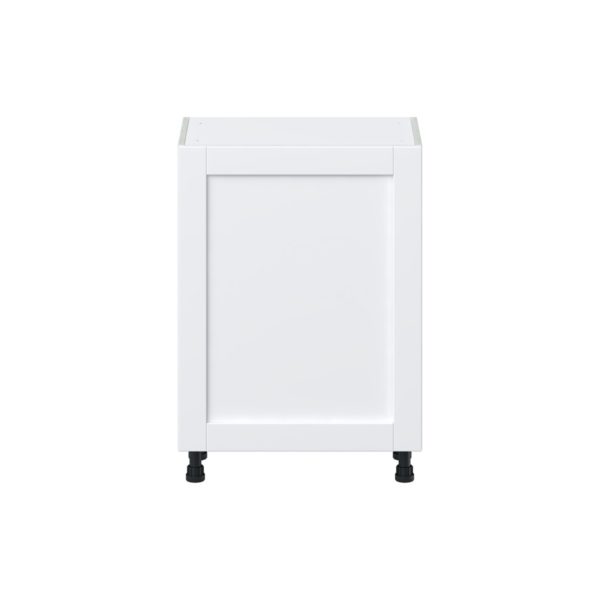 Dahlia Bright White  Shaker Assembled Shallow Base Cabinet with a Full High Door and 3 Inner Drawers (24 in. W x 34.5 in. H x 14 in. D)