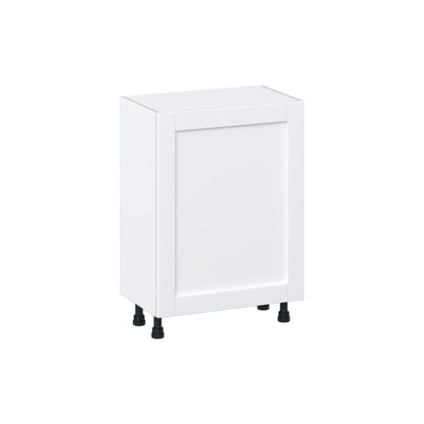 Dahlia Bright White  Shaker Assembled Shallow Base Cabinet with a Full High Door and 3 Inner Drawers (24 in. W x 34.5 in. H x 14 in. D)