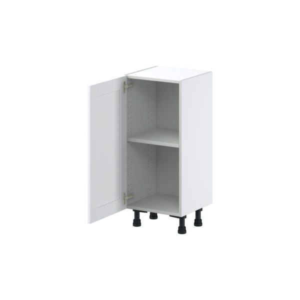 Dahlia Bright White  Shaker Assembled Shallow Base Cabinet with a Full High Door (15 in. W x 34.5 in. H x 14 in. D)