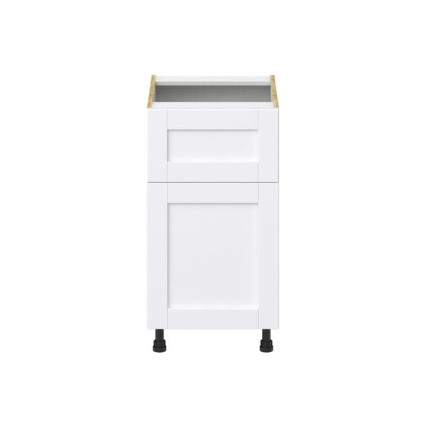 Dahlia Bright White  Shaker Assembled Base Cabinet with 1 Door and 10 in. Drawer (18 in. W x 34.5 in. H x 24 in. D)