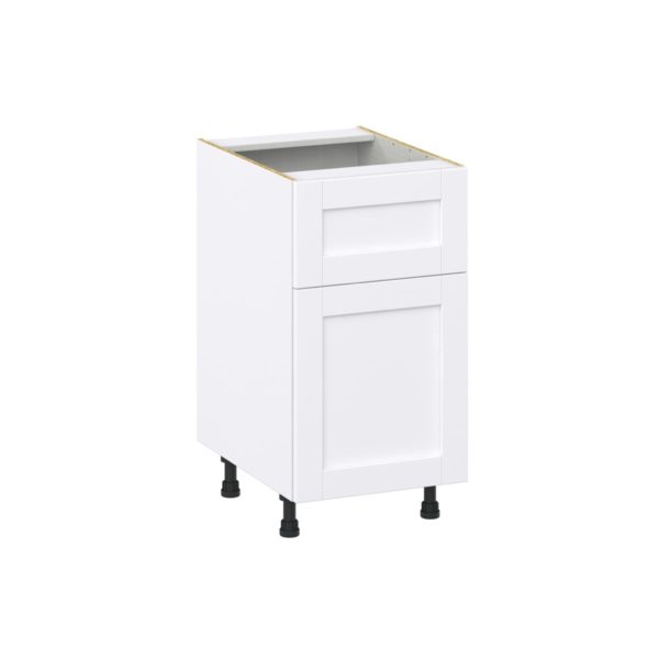 Dahlia Bright White  Shaker Assembled Base Cabinet with 1 Door and 10 in. Drawer (18 in. W x 34.5 in. H x 24 in. D)