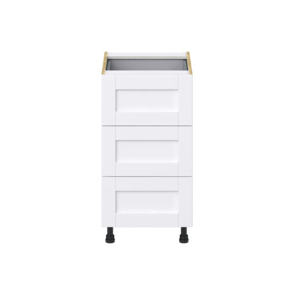 Dahlia Bright White  Shaker Assembled Base Cabinet with Three 10 in. Drawers and 1 Inner Drawer (18 in. W x 34.5 in. H x 24 in. D)