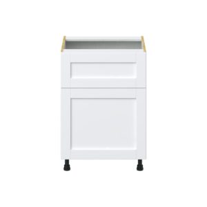 Dahlia Bright White  Shaker Assembled Base Cabinet with 1 Door and 10 in. Drawer (24 in. W x 34.5 in. H x 24 in. D)