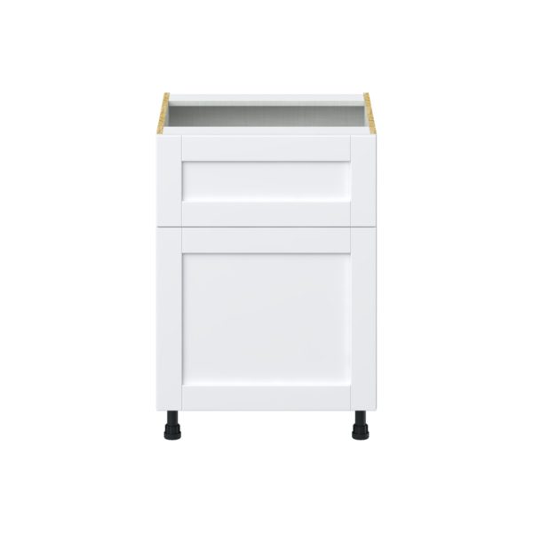 Dahlia Bright White  Shaker Assembled Base Cabinet with 1 Door and 10 in. Drawer (24 in. W x 34.5 in. H x 24 in. D)