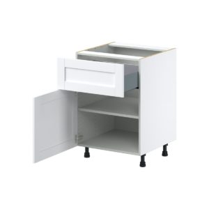 Dahlia Bright White  Shaker Assembled Base Cabinet with 1 Door and 10 in. Drawer (24 in. W x 34.5 in. H x 24 in. D)