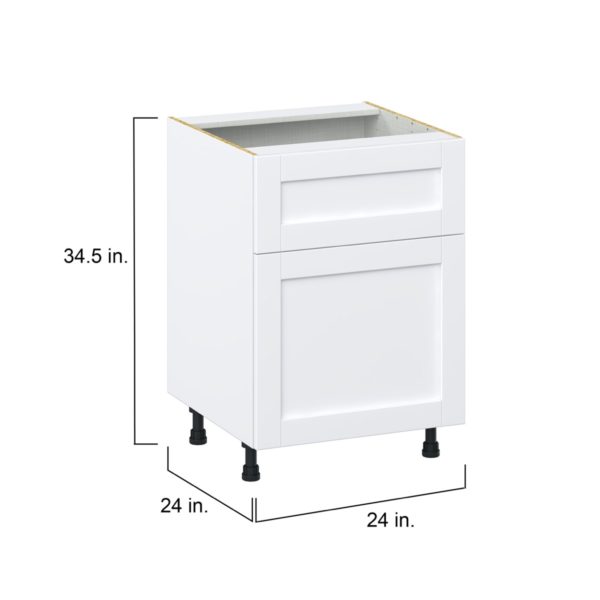 Dahlia Bright White  Shaker Assembled Base Cabinet with 1 Door and 10 in. Drawer (24 in. W x 34.5 in. H x 24 in. D)