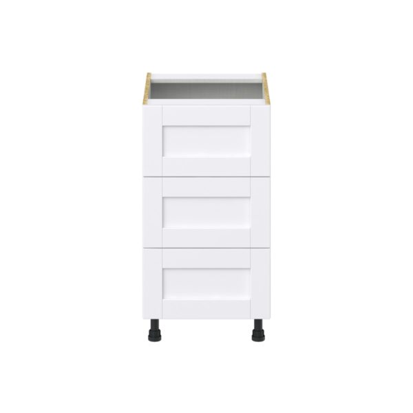 Dahlia Bright White  Shaker Assembled Base Cabinet with Three 10 in. Drawers (18 in. W x 34.5 in. H x 24 in. D)