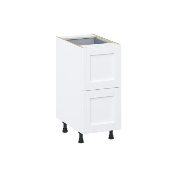 Dahlia Bright White  Shaker Assembled Base Cabinet with 2 Drawers and 1 Inner Drawer (15 in. W x 34.5 in. H x 24 in. D)