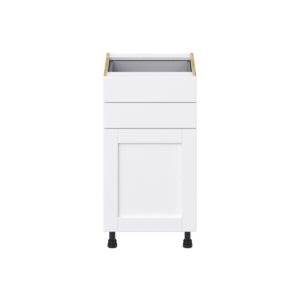 Dahlia Bright White  Shaker Assembled Base Cabinet with 1 Door and Two 5 in. Drawers (18 in. W x 34.5 in. H x 24 in. D)