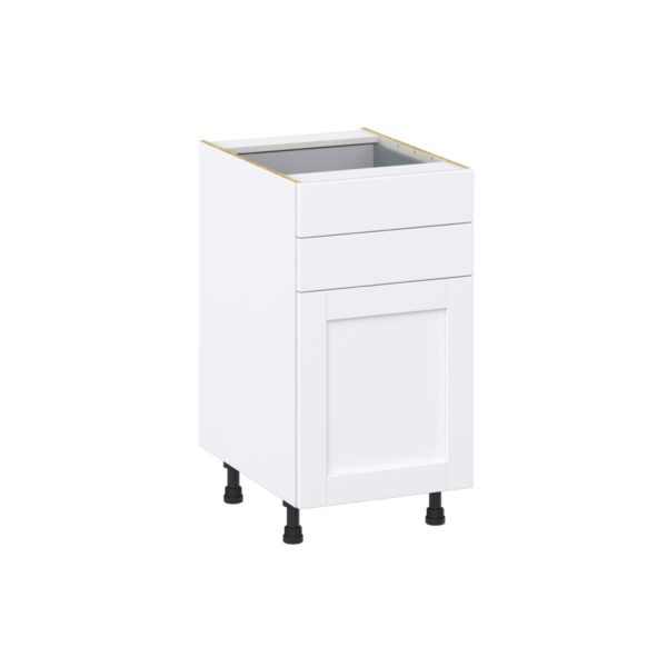 Dahlia Bright White  Shaker Assembled Base Cabinet with 1 Door and Two 5 in. Drawers (18 in. W x 34.5 in. H x 24 in. D)