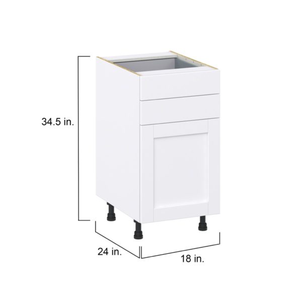 Dahlia Bright White  Shaker Assembled Base Cabinet with 1 Door and Two 5 in. Drawers (18 in. W x 34.5 in. H x 24 in. D)