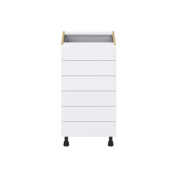 Dahlia Bright White  Shaker Assembled Base Cabinet with 6 Drawers (18 in. W x 34.5 in. H x 24 in. D)