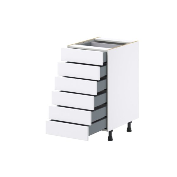 Dahlia Bright White  Shaker Assembled Base Cabinet with 6 Drawers (18 in. W x 34.5 in. H x 24 in. D)