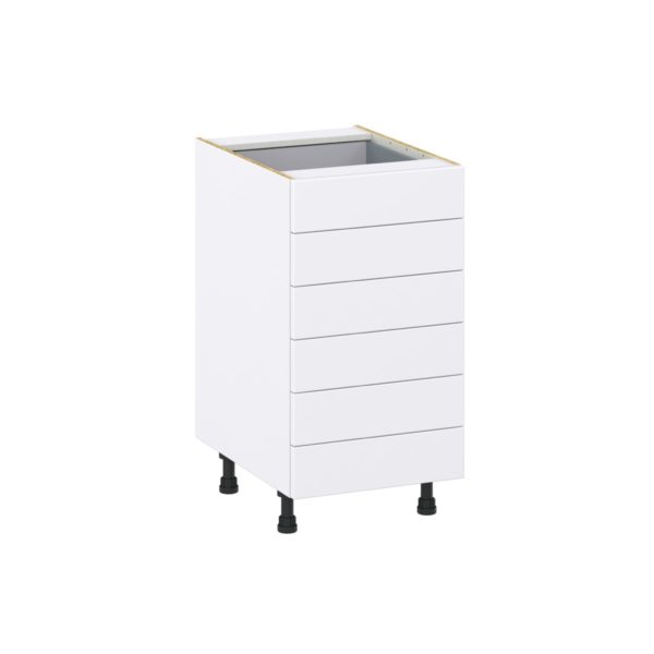 Dahlia Bright White  Shaker Assembled Base Cabinet with 6 Drawers (18 in. W x 34.5 in. H x 24 in. D)