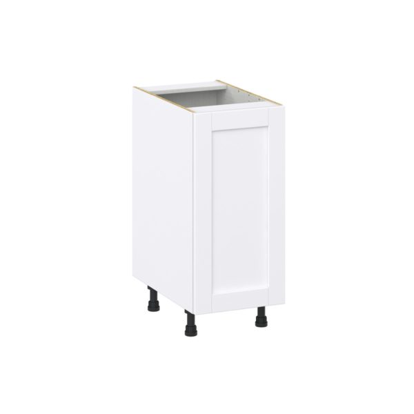 Dahlia Bright White  Shaker Assembled Base Cabinet with a Full High Door (15 in. W x 34.5 in. H x 24 in. D)