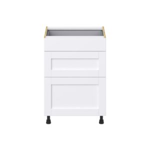 Dahlia Bright White  Shaker Assembled Base Cabinet with 3 Drawers (24 in. W x 34.5 in. H x 24 in. D)