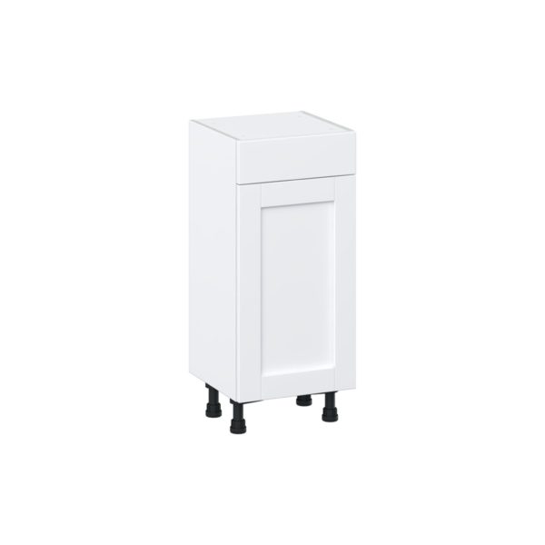 Dahlia Bright White  Shaker Assembled Shallow Base Cabinet with 1 Door and 1 Drawer (15 in. W x 34.5 in. H x 14 in. D)