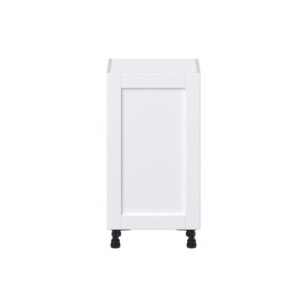 Dahlia Bright White  Shaker Assembled Shallow Base Cabinet with a Full High Door(18 in. W x 34.5 in. H x 14 in. D)