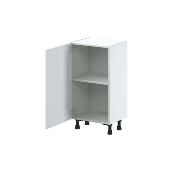 Dahlia Bright White  Shaker Assembled Shallow Base Cabinet with a Full High Door(18 in. W x 34.5 in. H x 14 in. D)