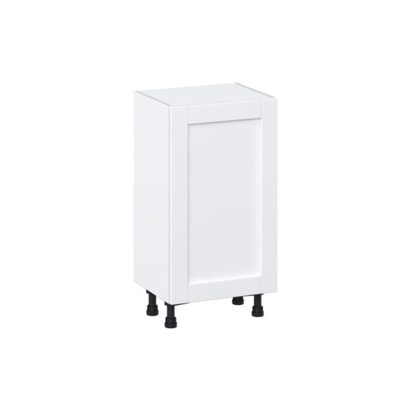 Dahlia Bright White  Shaker Assembled Shallow Base Cabinet with a Full High Door(18 in. W x 34.5 in. H x 14 in. D)