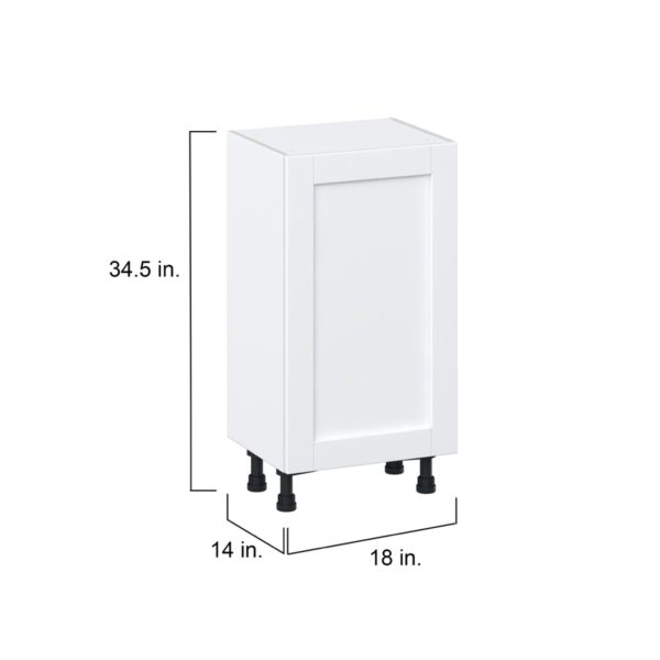 Dahlia Bright White  Shaker Assembled Shallow Base Cabinet with a Full High Door(18 in. W x 34.5 in. H x 14 in. D)